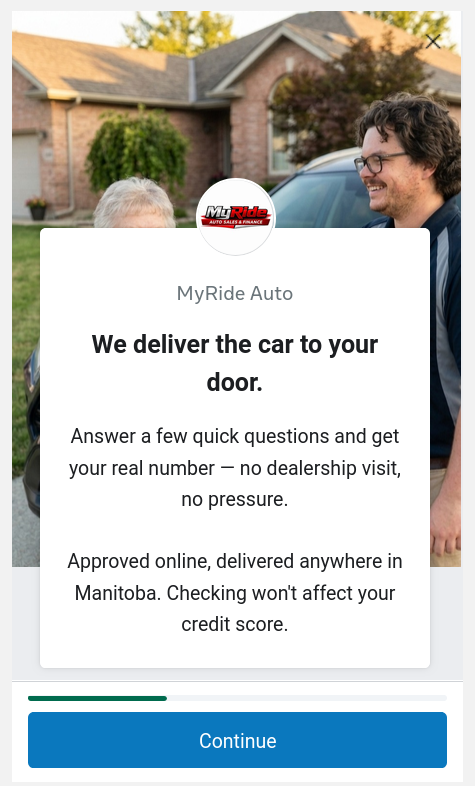 The eight-question MyRide lead form